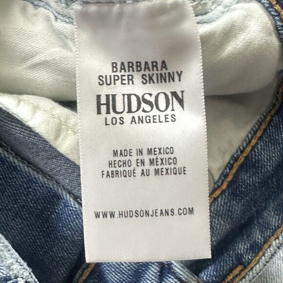 Hudson Jeans Womens 27 Blue Barbara Super Skinny Distressed Mid-rise Denim - Picture 6 of 15